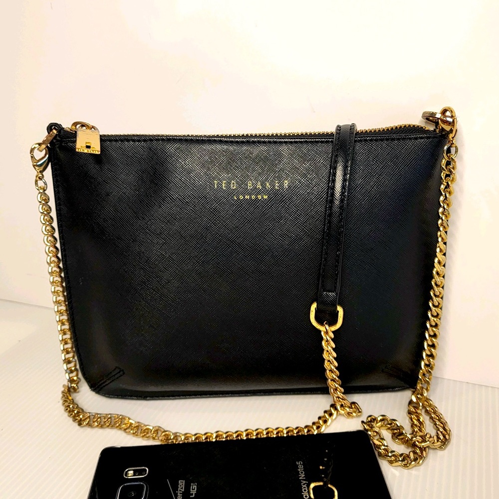 Ted Baker London Crossbody Shoulder  Bag - Black w/GoldtoneChain Removable strap